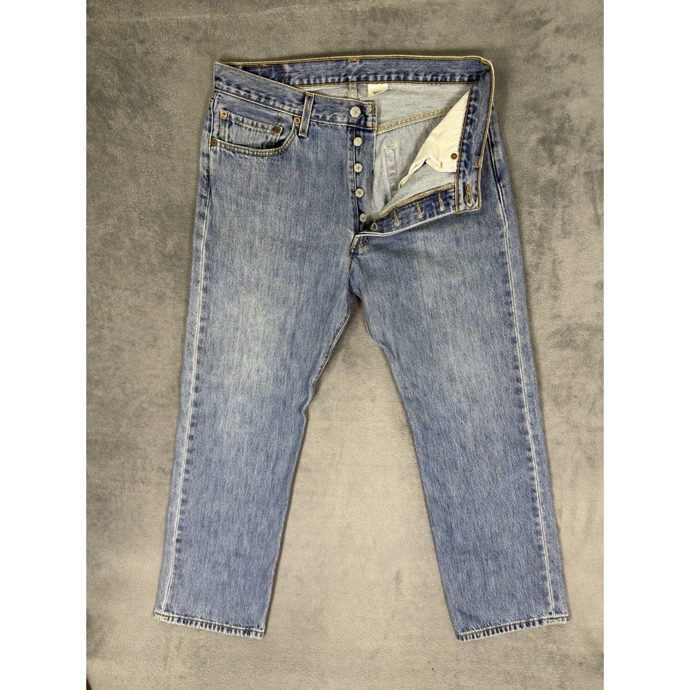 Levis Jeans Mens 34x32 Blue Light Wash 501 XX Straight Button‎ Fly Mid Rise VTG